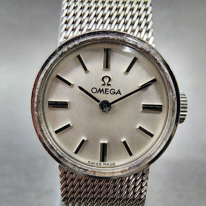 Omega Watch Women 15mm Silver Dial 14K Gold Filled Round Manual Wind Cal 4851