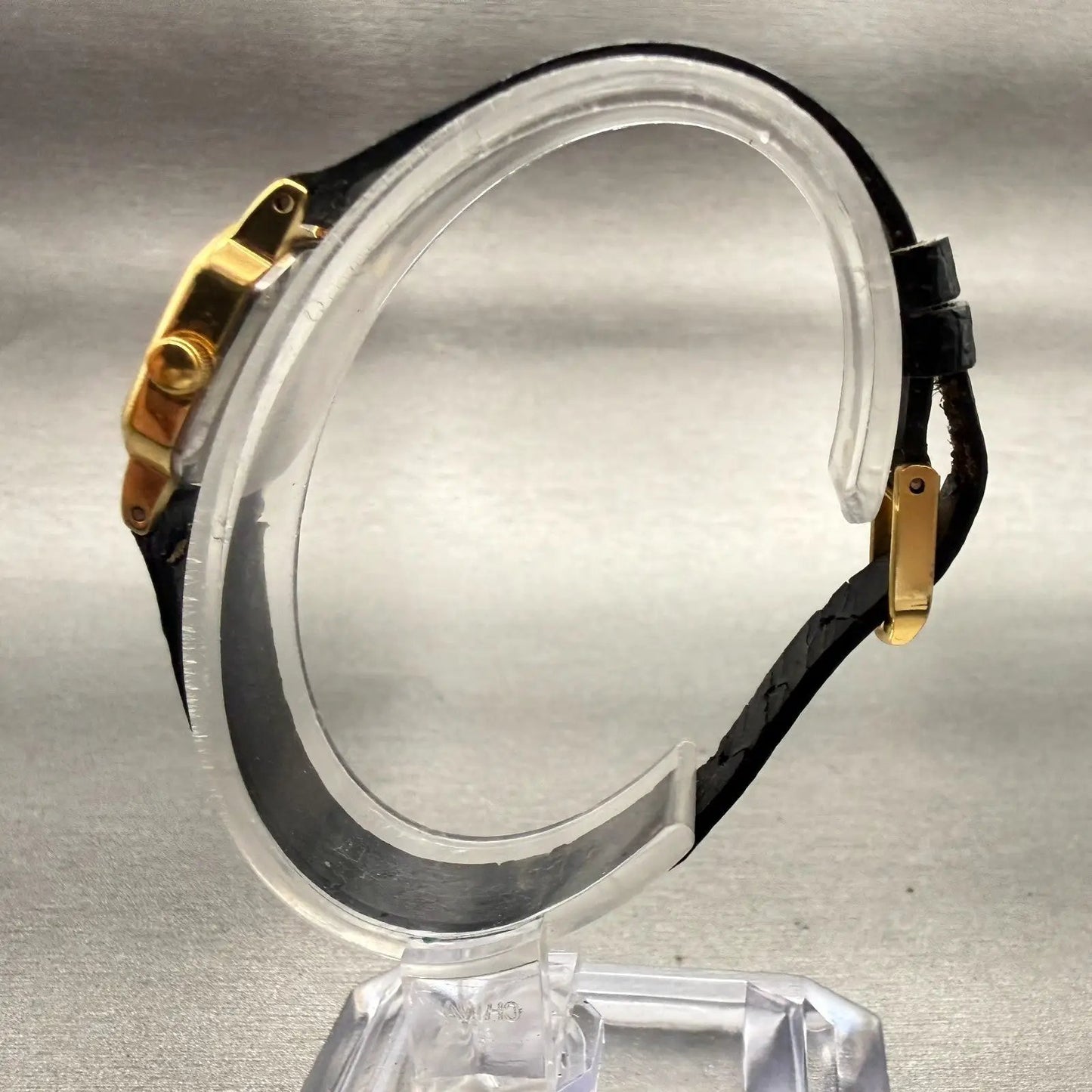 Citizen CQ Watch Women 17mm Black Dial Gold Tone Rectangle 3220-893476 New Batt6