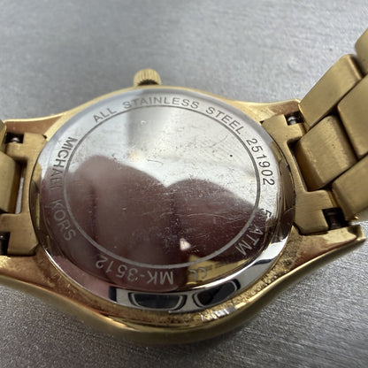 Michael Kors Slim Runway Watch Women 34mm Gold Dial Gold Tone Round New Battery9