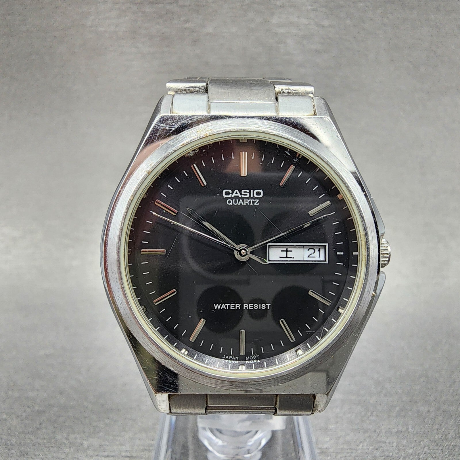 Casio MTP1240 Watch Men 36mm Black Dial Silver Tone Dadyate Round New Battery0