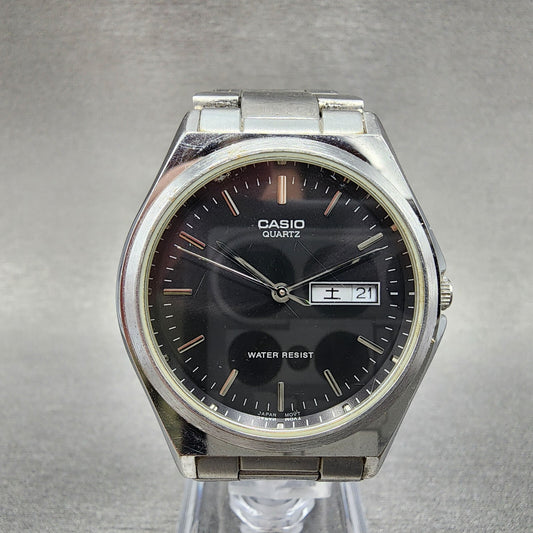 Casio MTP1240 Watch Men 36mm Black Dial Silver Tone Dadyate Round New Battery0