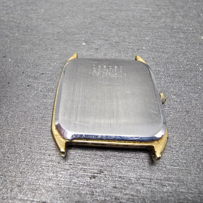 Seiko Tank Watch Men 27mm Champagne Dial Gold Tone Rectangle 6020-5409 PARTS VTG13