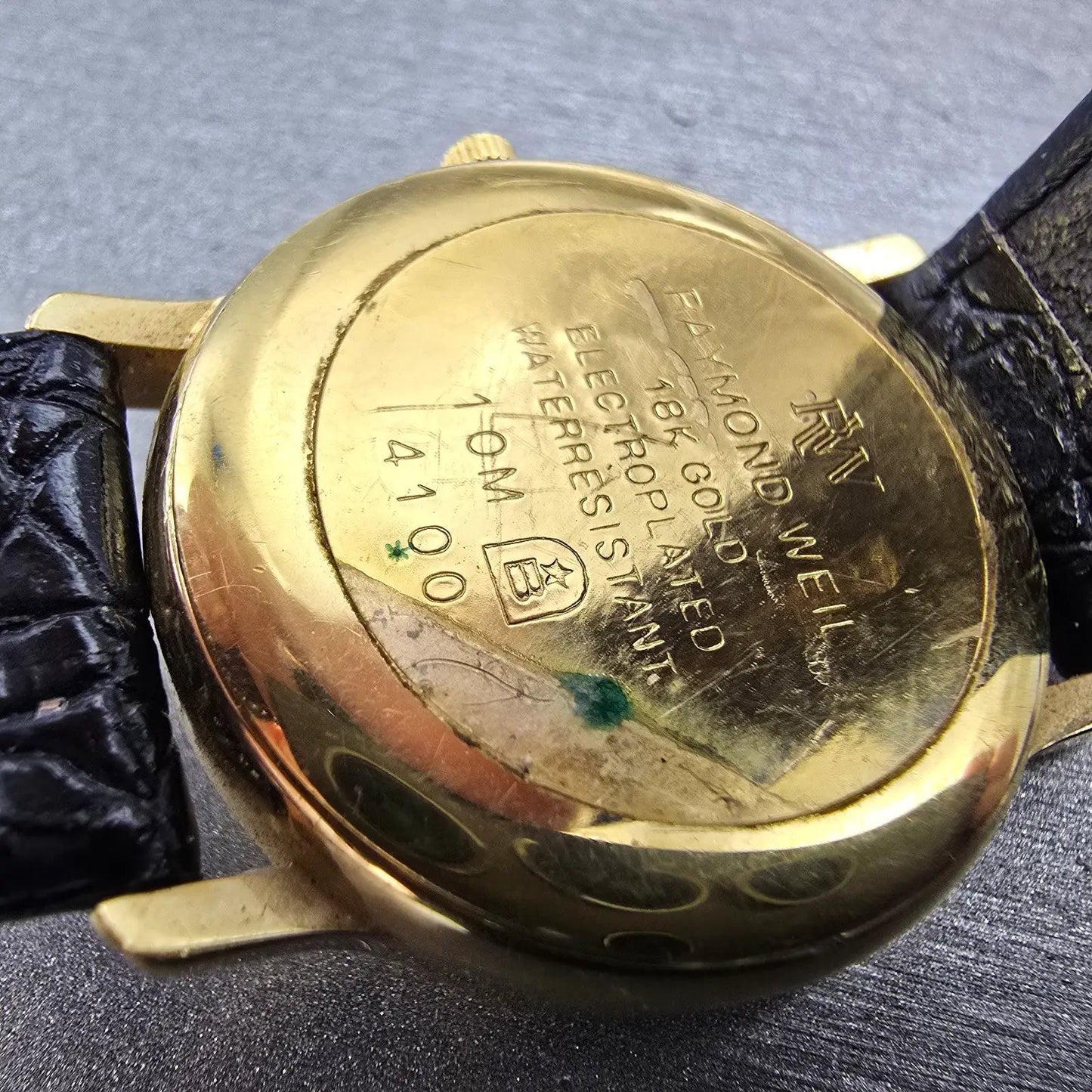 Raymond Weil Moon Phase Watch Men 30mm Champagne Dial Gold Plated Date 4100 Runs8