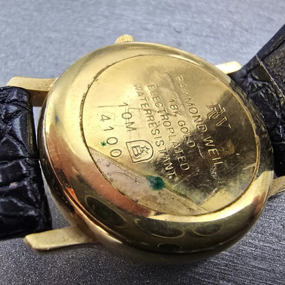 Raymond Weil Moon Phase Watch Men 30mm Champagne Dial Gold Plated Date 4100 Runs8
