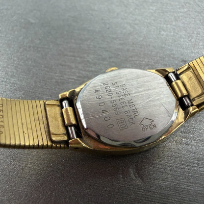 Seiko Watch Women 16mm Champagne Dial Gold Tone Rectangle 2c20-5569 New Battery9