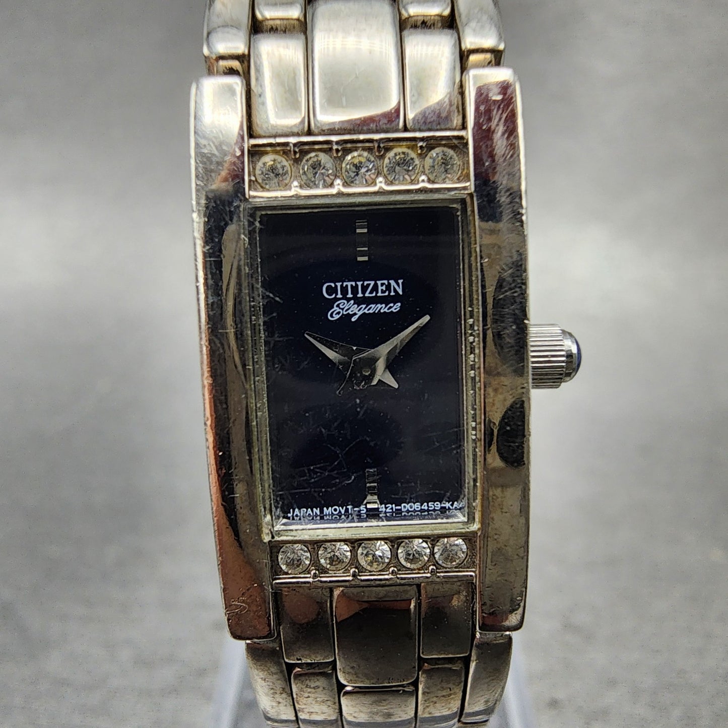 Citizen Elegance Tank Watch Women 14mm Blue Dial Silver Tone 5421S91611 New Bat1