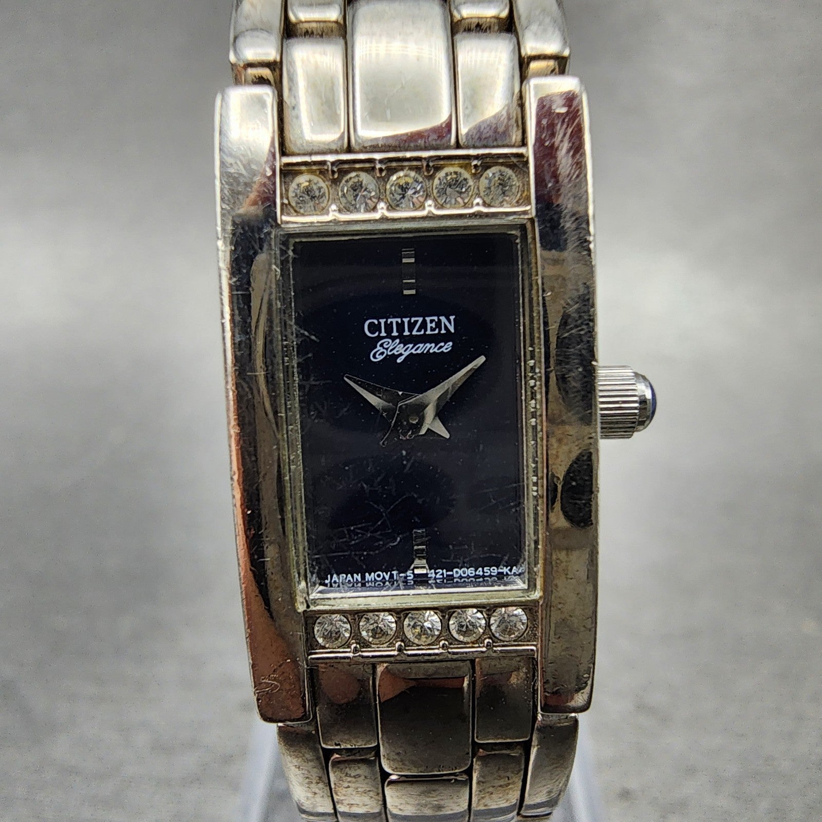Citizen Elegance Tank Watch Women 14mm Blue Dial Silver Tone 5421S91611 New Bat1