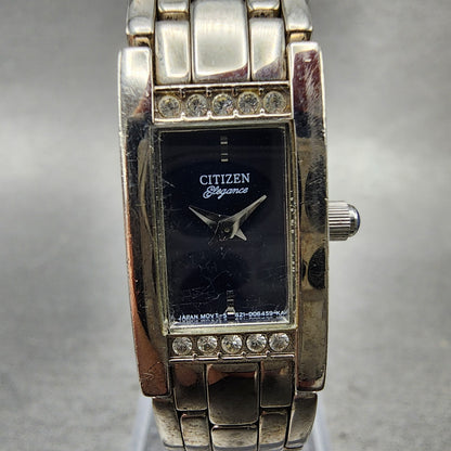 Citizen Elegance Tank Watch Women 14mm Blue Dial Silver Tone 5421S91611 New Bat1
