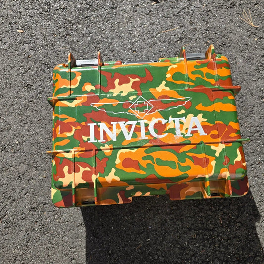 Invicta Watch Case 8 Slot Camo Green Brown Plastic Foam insert Handle Cary0