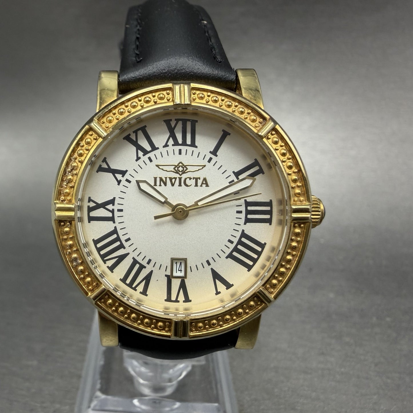 Invicta Wild Flower Watch Women 33mm White Dial Gold Tone Date Round New Battery0