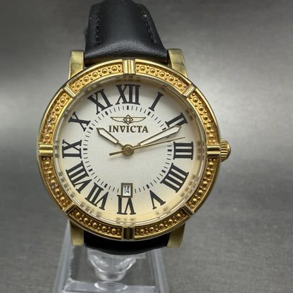 Invicta Wild Flower Watch Women 33mm White Dial Gold Tone Date Round New Battery0