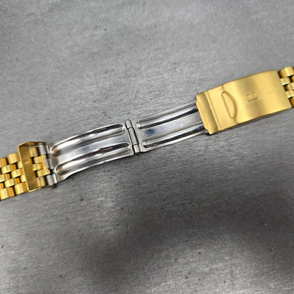 Bulova Bracelet Gold Tone 19mm Stainless Steel Y10 READ!!!!!!! Tri Folding Clasp19