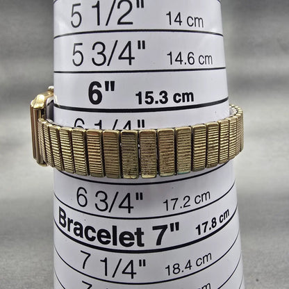Seiko Watch Woman 20mm Gold Dial Gold Tone Rectangle 7321-5040 New Battery VTG9
