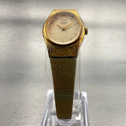 Seiko Watch Women 17mm Champagne Dial Gold Tone Oval 2C20-6470 New Battery VTG5