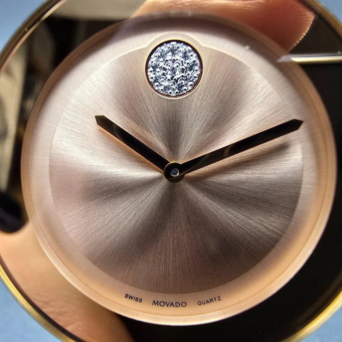 Movado Bold Watch Women 36mm Rose Dial Rose Gold Round 3600086 Crystals New Batt1