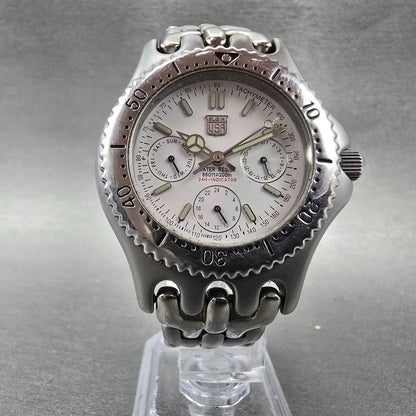 Elgin Watch Men 38mm White Dial Silver Tone Round Daydate FK-666 New Battery JDM5