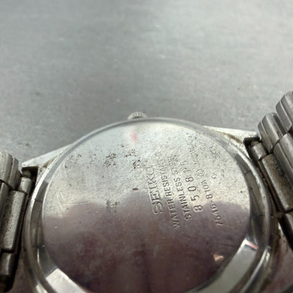 Seiko Type II Watch Men 36mm White Dial Steel READ!!! Daydate 7546-810A New Batt9