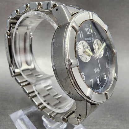 Raymond Weil W1 Chronograph Watch Men 38mm Black Dial Steel Date Round New Batt