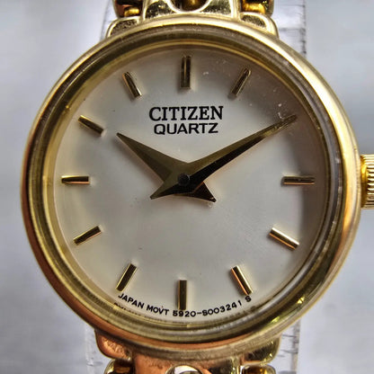 Citizen Watch Women 19mm Ivory Dial Gold Tone Round 5920-S001889 New Battery1