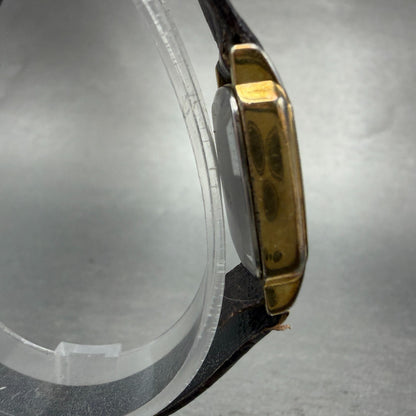 Tissot Watch Women 20mm Gold Dial Gold Tone Rectangle Leather Swiss New Battery3