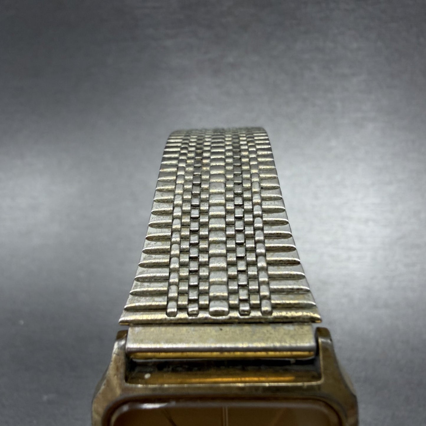 Seiko Tank Watch Men 26mm Champagne Dial Gold Tone Rectangle 6530-5500 New Batt4