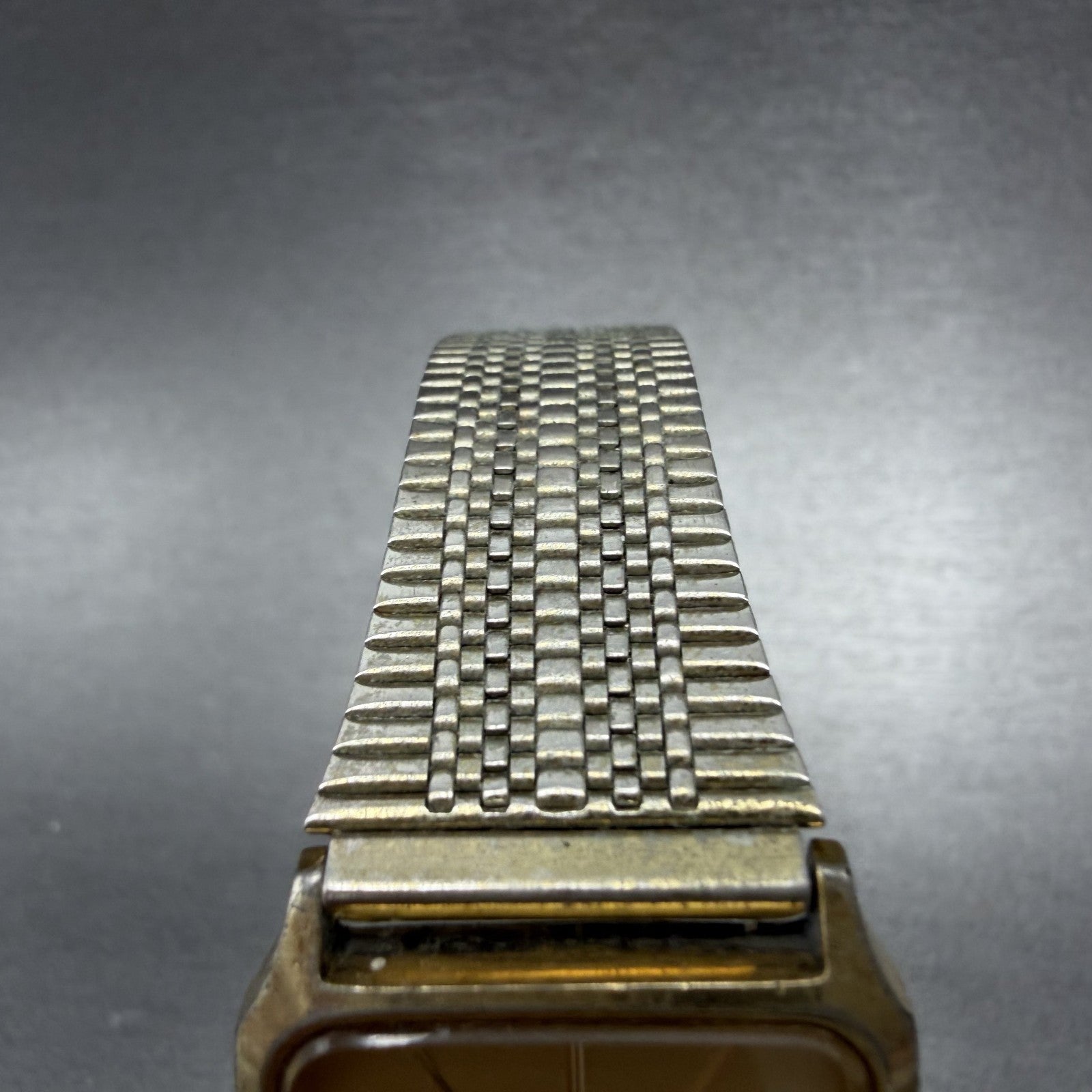 Seiko Tank Watch Men 26mm Champagne Dial Gold Tone Rectangle 6530-5500 New Batt4
