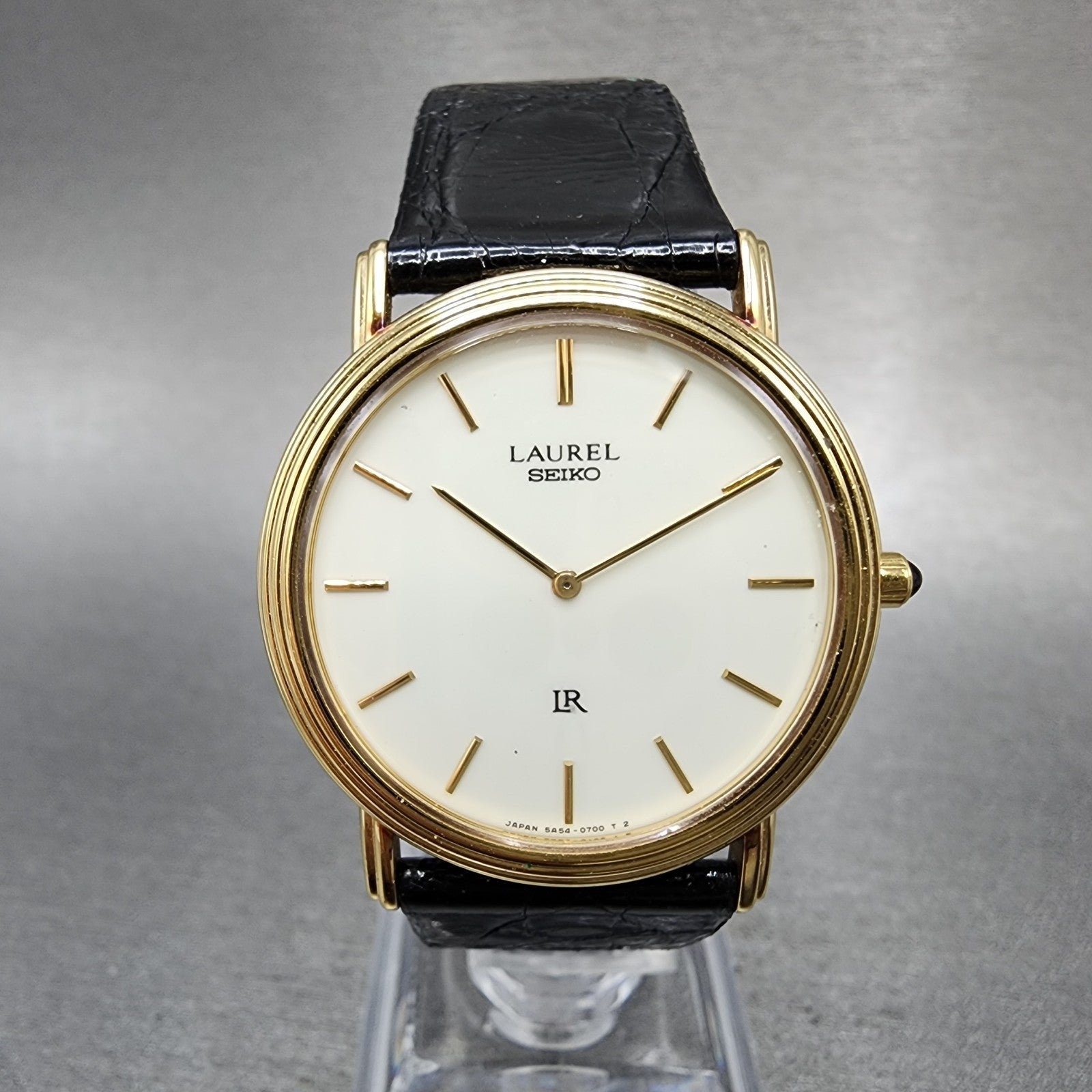 Seiko Laurel Watch Men 32mm White Dial Gold Tone 5A540340 New Battery VTG0