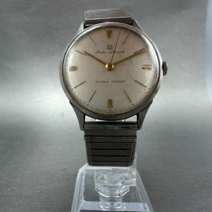 Seiko Marvel Watch Men 33mm Silver Dial Silver Tone Round Manual 14035 Runs6
