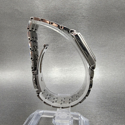 Seiko Solar Tank Watch Women 18mm White Dial Steel Rectangle V114-0AC0 Runs
