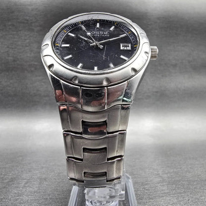 Fossil Blue Watch Men 39mm Black Dial Silver Tone Date Round AM-4065 New Battery5