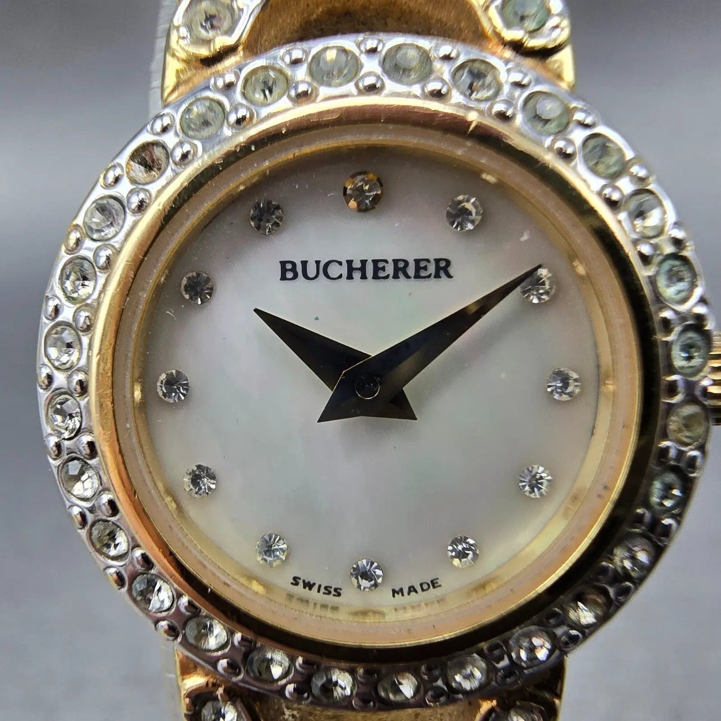 Bucherer Watch Women 20mm MOP Dial Gold Tone Round 901 544 New Battery Crystals1