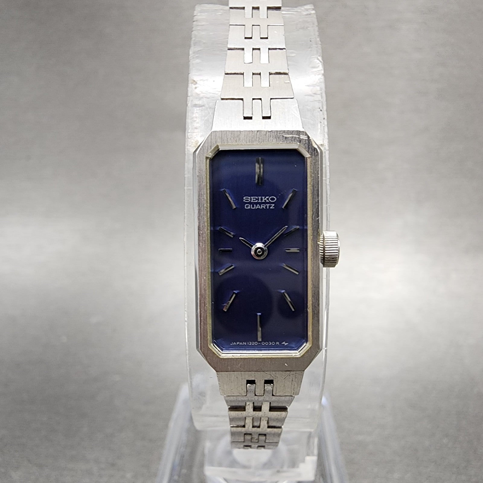 Seiko Watch Women 12mm Blue Dial Silver Tone 1320-5029 New Battery Vintage0