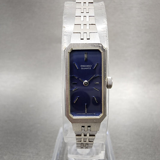 Seiko Watch Women 12mm Blue Dial Silver Tone 1320-5029 New Battery Vintage0