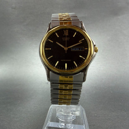 Citizen Watch Men Black Dial Two Tone Daydate 5500-S24361 New Battery7