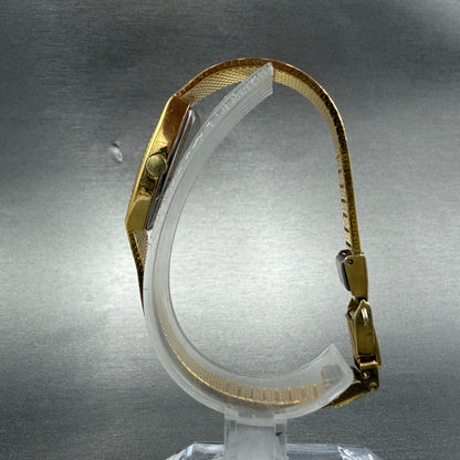 Seiko Tank Watch Women 13mm Brown Dial Gold Tone Oval 1320-5279 New Battery6