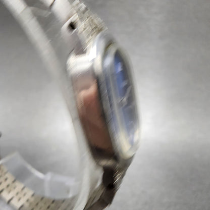 Seiko Watch Women 16mm Blue Dial Silver Tone Oval Manual Wind 118309 Runs VTG3