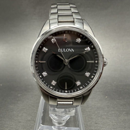 Bulova Watch Women 32mm MOP Dial Stainless Steel Round 96P198 New Battery0
