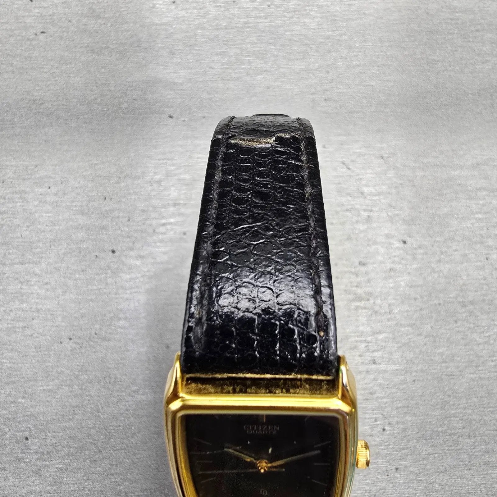 Citizen CQ Watch Men 25mm Black Dial Gold Tone Rectangle 6031-T20981 New Battery4