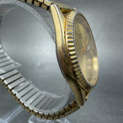 Citizen CQ President Watch Men 35mm Champagne Dial Gold Tone Daydate PARTS VTG4