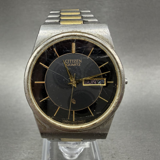 Citizen CQ Watch Men 33mm Black Dial Two Tone Daydate 1100T38502 NewBatt READ!!0