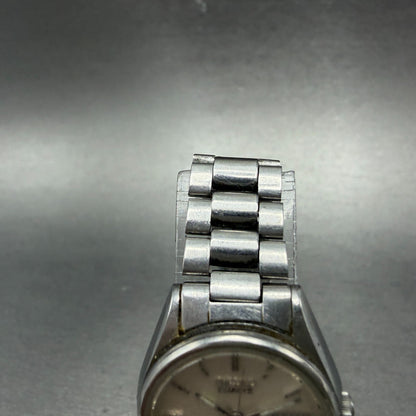 Seiko SQ Watch Women 24mm Silver Dial Silver Tone Daydate Round 3423-0099 NewBat4