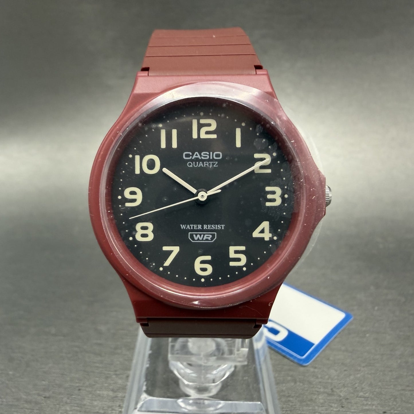 Casio MQ-24 Watch Men 34mm Black Dial Red Tone Round Resin Plastic0