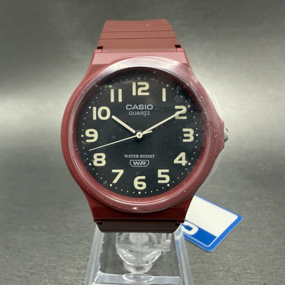 Casio MQ-24 Watch Men 34mm Black Dial Red Tone Round Resin Plastic0