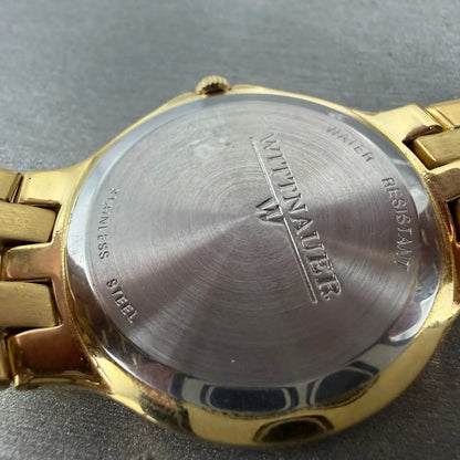 Wittnauer Watch Men 35mm Gold Dial Gold Tone Date Round JV8223 9514 PARTS10