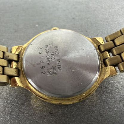 Seiko Watch Women 22mm White Dial Gold Tone Round 1n00-0a99 New Battery ABCD9