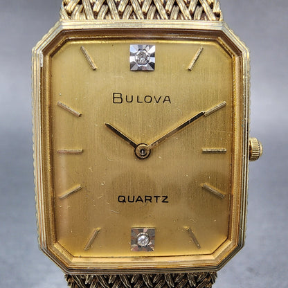 Bulova Tank Watch Men 26mm Champagne Dial Gold Tone Octagon PARTS2