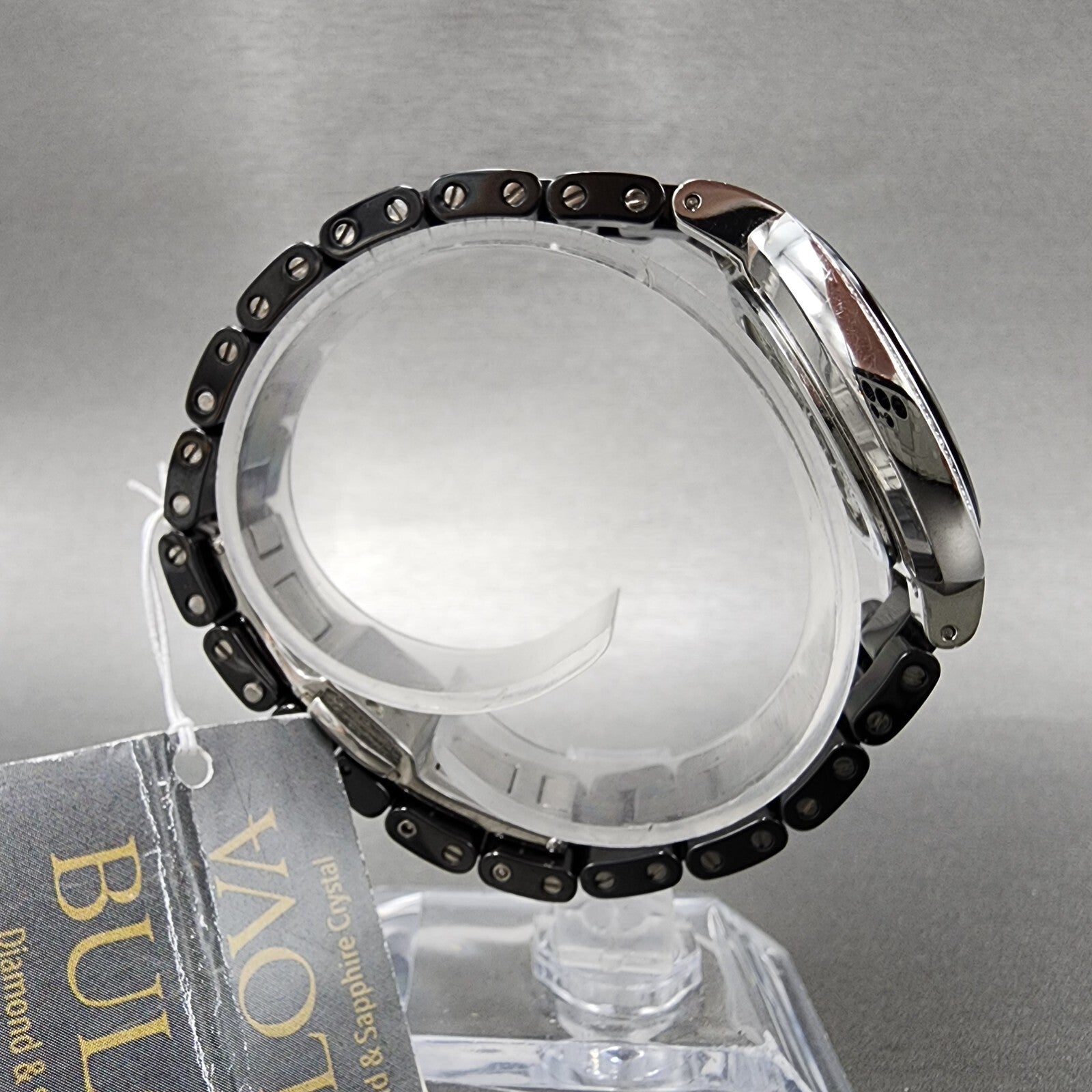 Bulova Rubaiyat Watch Women 35mm Black Dial Black Ceramic Diamond Bezel 98R266 B8