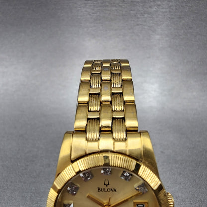 Bulova Watch Women 25mm Champagne Dial Gold Tone Date 97S84 New Battery4