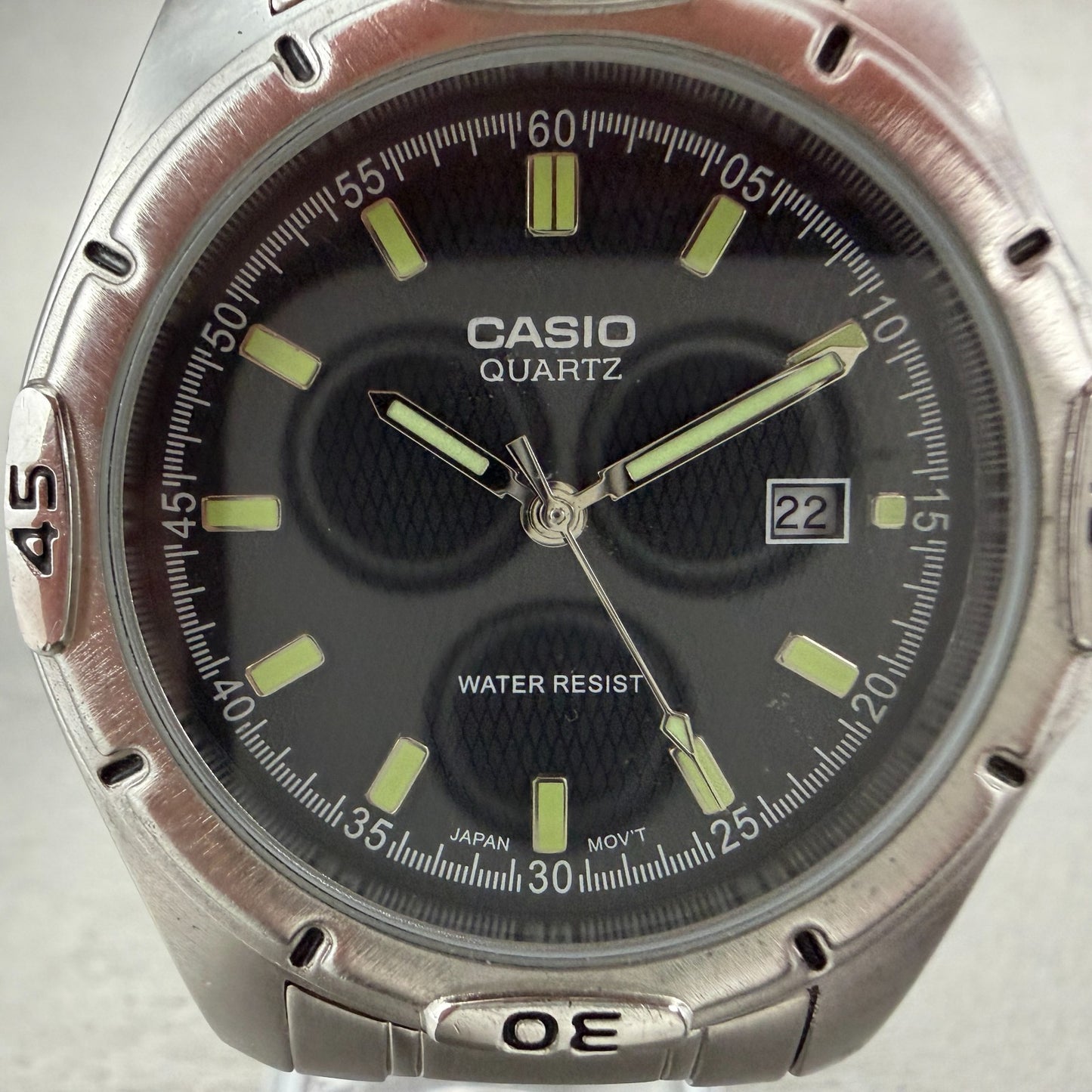 Casio MTP-1244 Dive Watch Men 41mm Black Dial Silver Tone Date Round New Batt 451