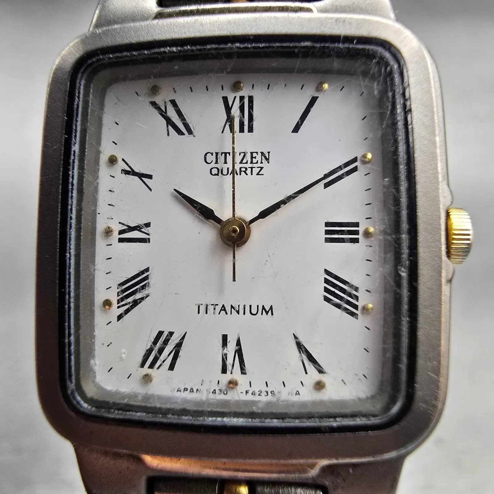 Citizen Tank Watch Women 22mm White Dial Titanium Rectangle 5431-F42341 New Batt1